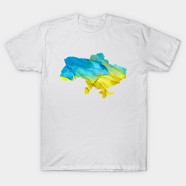 Watercolor Ukranian Map T-Shirt by HetmanArt